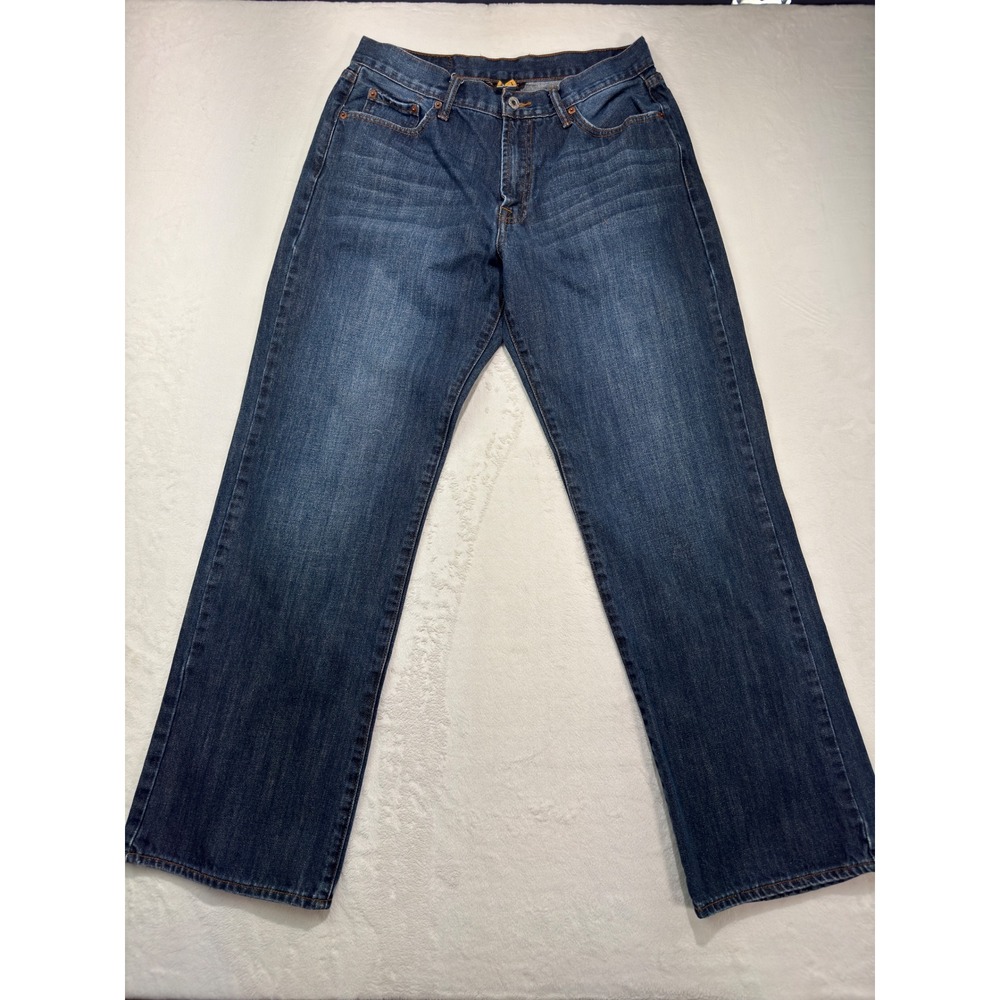 Lucky Brand 181 Relaxed Straight Mens Dark‎ Wash Blue Denim Jeans 32